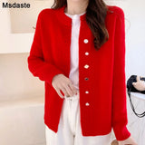 Cardigan Sweater Top Red White Knitted Sweater Coat Autumn Winter Good Quality Female Tops Cardigans Sweaters