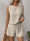Solid Imitation Cotton Sleeveless Vest Shorts Casual Fashion Two-Piece Suit