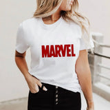 Women T Shirts Summer Short Sleeve Marvel Avengers Superhero Print Female T-shirts Girls Ladies Tee Shirts Plus