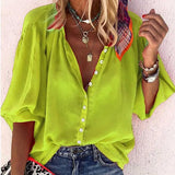 Solid Oversized Loose Shirt Vintage Button Tunic Summer Tops and Blouses Women's Clothing blusas mujer de moda