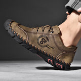 Zingj New Men's Casual Shoes Handmade Outdoor Travel Shoes Fashionable British Leather Shoes Breathable Men's