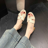 Trend High-Heelish Slippers Summer New Wear Height Display Legs Long Beach Cold