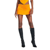 Aesthetic Low Waist Slim Fit Mini Skirt Women Summer Sexy Drawstring Irregular Ruffles Hem Short Skirt E-girl