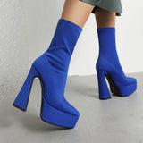 Fashion Stretch Women Over The Knee Boots Platform Super High Heel Thigh Boots Slip On Autumn Woman Shoes Plus Size 42
