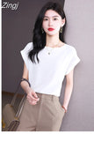 Blouse for Women Short sleeve Womens Tops Loose Casual Blouse Cotton Summer Women's Clothing Solid OL Elegant Women
