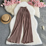 Zingj Wear A High Waist Strap With Casual Pants Female Micro Fat Large Size Show Thin Cover Meat Hanging Feeling Wide Leg Pleated