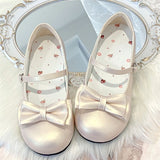 Bow Lolita Shoes Lolita JK Small Leather Shoes 2025 New Round Head With Mary Jane Single