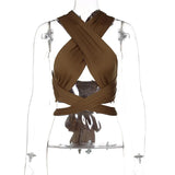 Zingj 2024 New Sexy Cross Hanging Neck Wipe Chest Small Vest Female Tide-Outfit