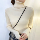 Harajuku Pullover Turtleneck Sweater Women Fall Soft Knit Sweater Slim Elastic Korean Simple Basic Cheap Jumper Solid