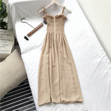 Women 4 Colors Square Collar Sleeveless Summer All-match Korean Style Elegant Students Party Mujer De Moda Vestidos