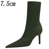 New Socks Boots Fashion Ankle Boots For Women Boots Balck Pointed Toe Elastic Heels Shoes Fetish Autumn Winter Female