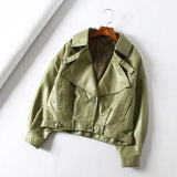 Women Faux Leather Jacket Batwing Sleeve Vintage Biker Coat Short Zipper Motor PU Red Jacket Spring Street Leather