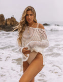 Zingj New Bikini Smock Mesh Hollow Knit Sweater Swimsuit Beach Sunscreen Shirt Female Summer-Outfit