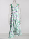 Holiday Style High-End Irregular Sleeveless Dress 2025 New Design Printing Waist Thin Dress