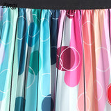 2022 Spring Summer Fashion Colorful Dots Print Long Pleated Skirt Women Korean High Waist A Line Skirt