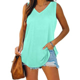 V-neck Sleeveless Pullover Solid Color Vest