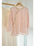 Design Is Super Beautiful, Summer Temperament, Thin Style, New Chinese Style, European Style, European Yarn, Pink Shirt, New Style For Women In