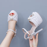 Cm High-Heeled Sandals Rice Pearl Fish Mouth High Heel Sandals Fine Heel Waterproof Table Bridal Wedding Dress