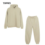 2021 Autumn Winter women Tracksuit Two Set Fleece Sweatshirts Crew Neck Hooded Sweatshirts Fleece warm pants