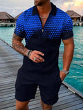 Zipper Lapel Shirts And Pockets Shorts Suits Mens Summer Outfits Fashion Streetwear Vintage Printed Two Piece Sets