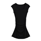 Zingj Trendy Women's Wear French Advanced Sense Of Fashion Fold Waist Show Thin Dress Pure Temperament Hip