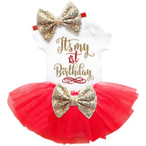 Pink My Little Girl First 1st Birthday Party Dress Tutu Cake Smash Outfits Infant Kid Dress Baby Girl Baptism Clothes 9