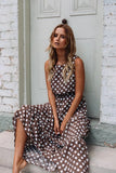 Women Maxi Party Dresses female sleeveless vestidos Elegant Beach Polka Dot Dress Floor Length Evening Club Dress Ladies