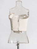 2025 New Temperament Splicing Three-Dimensional Flower Fish Bone Stud Top + High Waist Broad Leg Slacks Fashion