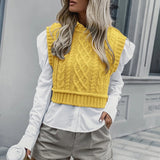 Autumn sweater Women Casual Turtleneck Pink Knitted Pullover Vest Chic Lady Sleeveless Sweaters Girls Cute Knitted