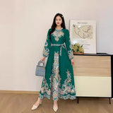 Zingj New Style Dress For Women's Holiday, Single-Breasted Collar, Single-Breasted Court Style, Vintage Printed Wide Swinging Long