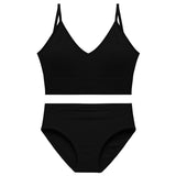 Lingerie Seamless Tops Set Low-waist Panties Women Wireless Underwear Suit Soft Padded Bras Set Backless Bralette