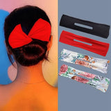 Women Elegant Solid Print Bun Maruko DIY Hairstyle Making Hold Long Tools Bow Headband Hairbands Fashion Hair