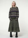 Womens Y2K Grunge Autumn Winter Casual Sweater Long Sleeve Round Neck Vintage Pattern Print Knitwear