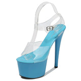 Zingj Korean Version Of The Night Club Car Model Shoes Super High Heels 17 Cm Thin Heel Waterproof Table Sandal Transparent Crystal