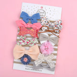 Set Floral Bows Solid Baby Headbands Dot Bowknot Elastic Cotton Hair Bands For Girls Nylon Princess Turban Hair