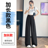 Anti-Frinkle Silk Linen Pants Women Summer Thin Ice Silk Cotton High Waist Hanging Mountain Suit Wide Leg