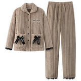 Winter Warm Flannel Women Pyjamas Sets Thick Coral Velvet Long Sleeve Cartoon Sleepwear Thin Flannel Pajamas