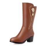 Winter Knee High Boots Wool Fur Inside Warm Shoes Women High Heels Soft Leather Shoes Platform Snow Boots Footwear