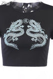 Fashion Letter Printed Short Sleeve Vintage Crop Top 2023 Summer Women Sexy Skinny T Shirt Female Streetwear Tee