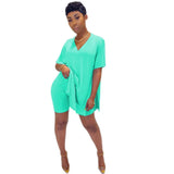 Women Clothes Casual V Neck T Shirt Top and Shorts Set Streetwear Sexy Outfits for Women Suit Summer Short Two Piece