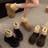 Bottom Height Snow Boots Women 2025 New Winter Plus Velvet Warm Hair Short Boots Fashion Ugly Big Head Cotton