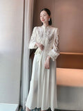 Women Fashion Vintage Prom Midi Dress Elegant Vestdios Female A Line Party