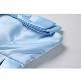Tube Top Dress Blue Bow Sleeveless Casual French Fashion Self Cultivation High Waist Sexy Short Skirt Ladies