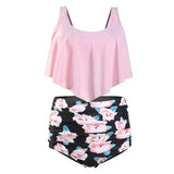Sexy Tankini Swimwear Women Push Up Swimsuit High Waisted Bathing Suit Floral Biquini Two Piece Bikinis Beachwear Plus