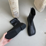 Boots Martin Boots Female British Wind Spring And Autumn Single Boots 2025 New Square Head Flat Bottom Show Thin Chelsea Ankle