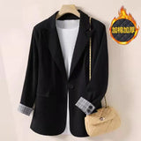 Zingj Autumn New Long Sleeve Large Size Black Small Suit Foreign Style Slim Suit Small Coat Female Tooling-Outfit