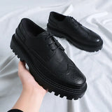 Zingj Small Leather Shoes Male Korean Version Fashion Versatile Teen British Hairstylist Block Men's Shoes