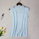 Out Tank Tops Women Summer Lce Silk Sexy Knitted Vest Top Sleeveless Casual Korean Tops Elasticity Solid Slim