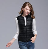 New Women 90% White Duck Down Vest Women Ultra Light Duck Down Vest Jacket Autumn Winter Round Collar Sleeveless