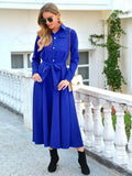 for Women 2022 New Autumn Winter Lapel Long Sleeve Dress Single-breasted Long Skirt Fashion Streetwear Women's